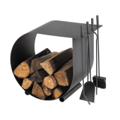 Dixneuf Caracol Log Holder & Firetool Set in black