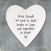 Porcelain Heart Coaster - Good Friends are Hard to Find