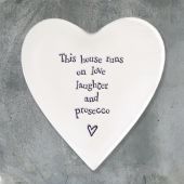 Porcelain Heart Coaster - Laughter and Prosecco 