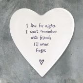 Porcelain Heart Coaster - Friends I'll Never Forget