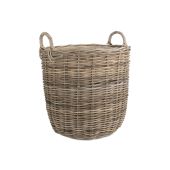 Willow Direct Large Hessian Lined Tall Round Rattan Log Basket