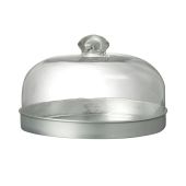 Domed Glass Food Cover & Metal Tray