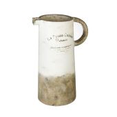 Very Large Distressed Ceramic Pitcher in White | White
