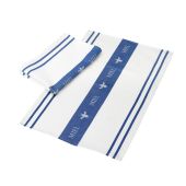 Miel Waffle Tea Towel in White & Blue