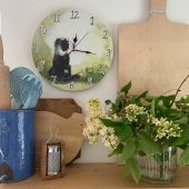 Alex Clark Collie and Daisies Wall Clock