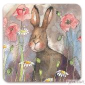 Hare & Poppies drinks coaster by Alex Clark