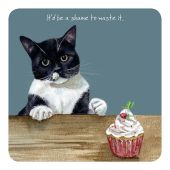 Black and White Cat Cupcake Coaster