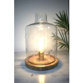 Morgan Wright Etched Glass Hurricane Light - Natural