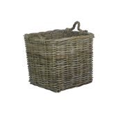 Willow Direct Medium Square Grey Rattan Log Basket 1