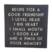 Recipe for Good Friendship wooden plaque - East of India