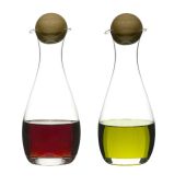 Sagaform Oil & Vinegar Bottle with Oak Top & blown glass