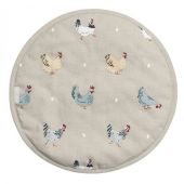 Lay A Little Egg Hen Round Hob Cover by Sophie Allport