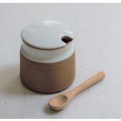 Morgan Wright Stoneware Sugar Pot with Spoon - Milk White