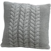 Cable knit blue/grey cushion