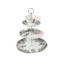 3 Tier Tea Cup Cake Stand, Fine China by Creative Tops 