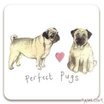 Perfect Pugs drink coaster by Alex Clark - Pug Dogs