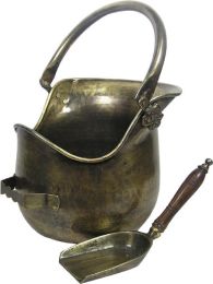Antique Brass Plealey Coal Bucket & Shovel