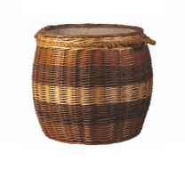 Deluxe Four Tone Round Log Basket with rope handles