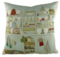 Traditional dresser print cushion by Sally Swanell