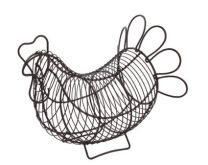 Provence wire hen egg holder in rustic brown