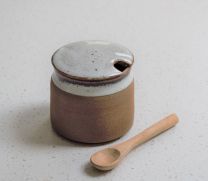 Morgan Wright Stoneware Sugar Pot with Spoon - Tawny