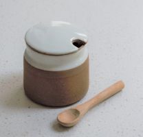 Morgan Wright Stoneware Sugar Pot with Spoon - Milk White
