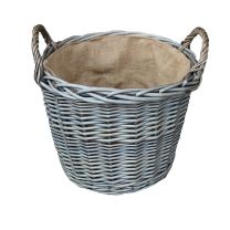 Extra Large Firewood basket in antique wash finish complete with hessian lining 