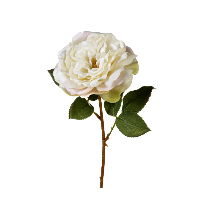 Rose tea velvet flower stem in off white & soft cream