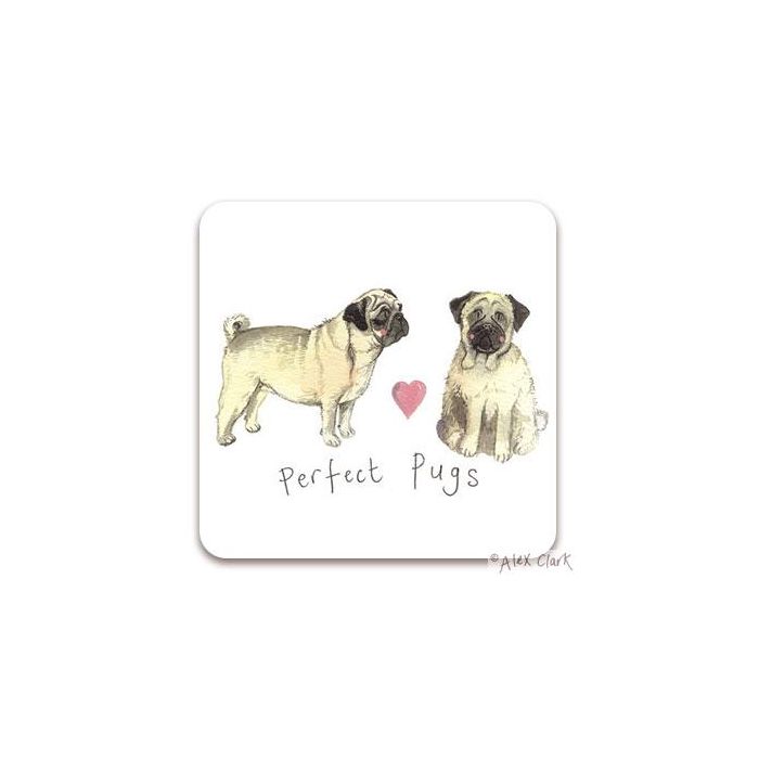 Perfect Pugs drink coaster by Alex Clark - Pug Dogs