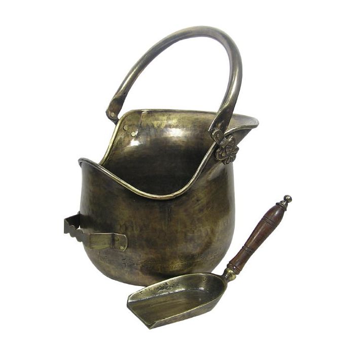 Antique Brass Plealey Coal Bucket & Shovel