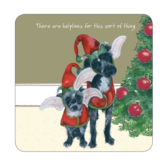 The Little Dog Christmas Doggies Helplines Coaster