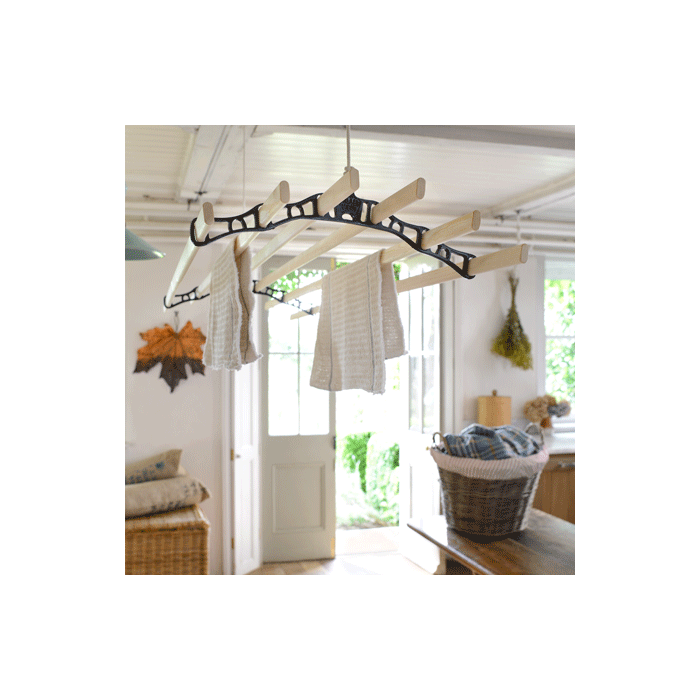 Pulley Maid Deluxe Ceiling Clothes Airer in Black