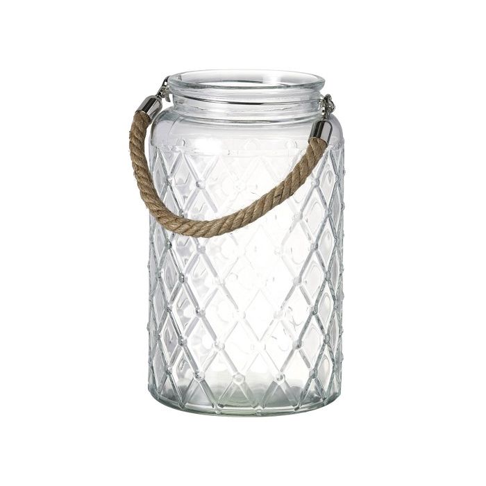 Glass Hurricane Candle Holder with Rope