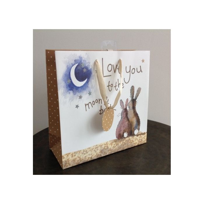 Love You To The Moon And Back Medium Gift Bag by Alex Clark 