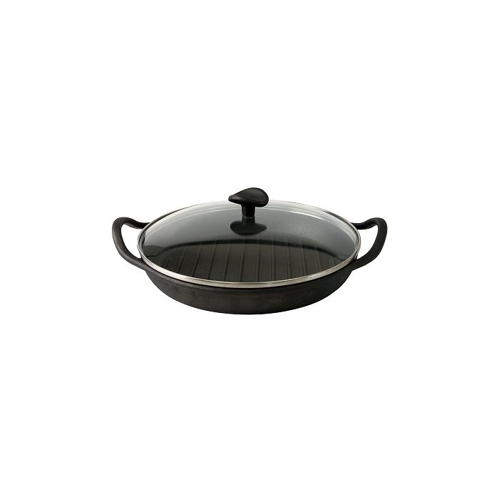 Pre-seasoned cast iron round grill pan