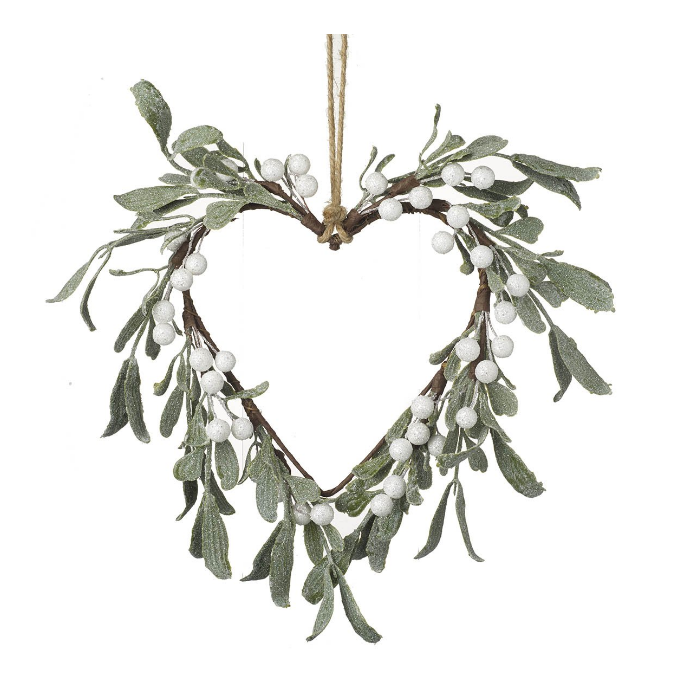 Parlane Decorative Hanging Green Leaf Heart & White Berries